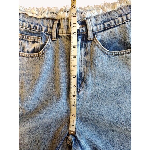 Shein Jeans 2 Raw Waist High Rise Split Cuff Stonewash Straight - Picture 5 of 15